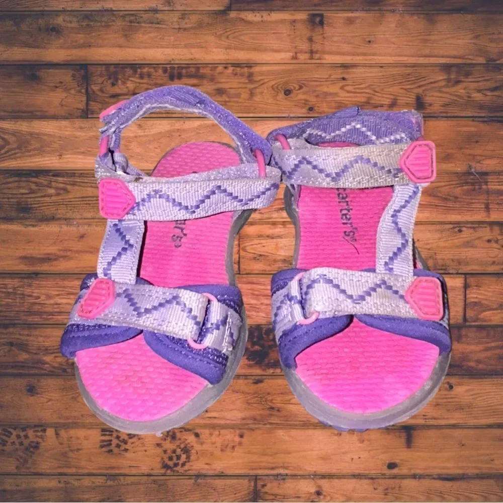 5 for $25🔥Carter's Hot‎ Pink/ Purple Sandals Girls Size 5